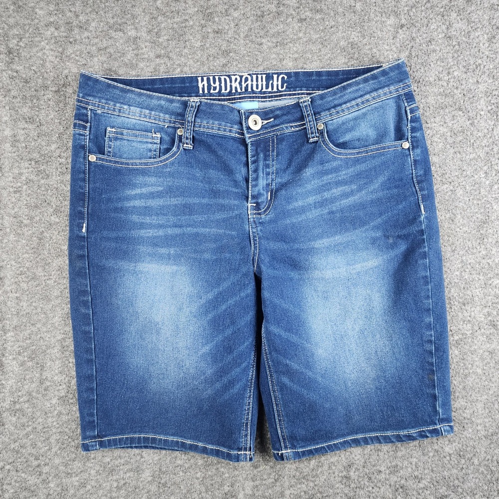 Hydraulic Bermuda Shorts Womens 8 Blue Denim Patriotic Wing Sequin 4th of July